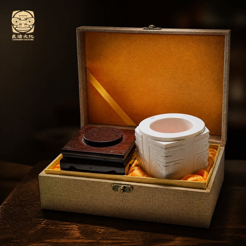 良渚博物院 良渚文化非遗大师手作 文房摆件小二节玉琮典藏版礼物