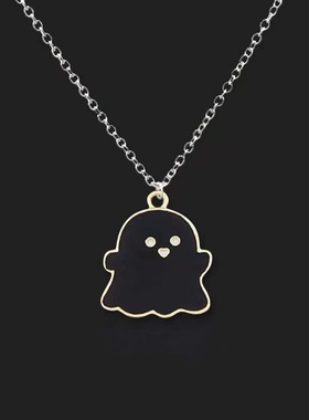 个性黑白小幽灵项链新款潮男女个性冷淡风毛衣街头小众嘻哈饰品