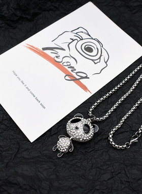 钛钢项链女潮新款潮ins可爱活动小熊猫挂件男嘻哈学生吊坠情侣配