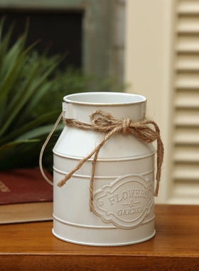 复古做旧手工zakka铁皮桶摆件