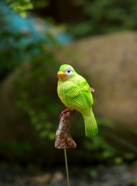 创意新中式水墨彩色小鸟站枝头
