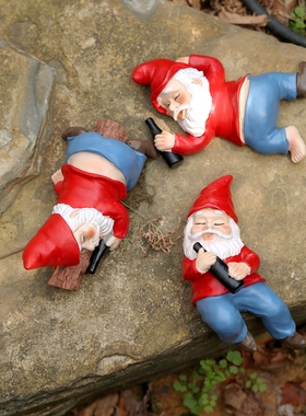 宜室艺家尖尖帽圣诞老人花园摆件