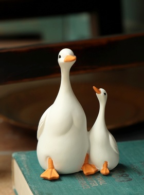 仿真小黄鸭母子鸭子工艺家居摆件