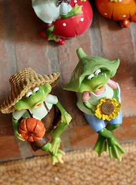 卡通树脂吉祥物装饰趣味青蛙摆件