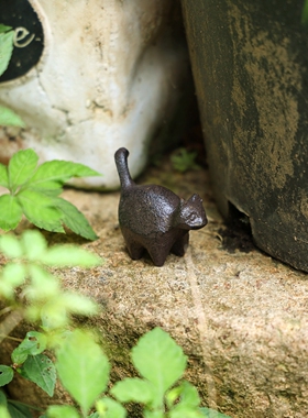 可爱迷你铸铁小猫咪中古风摆件