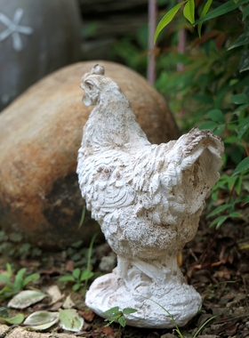 创意复古做旧田园风母鸡庭院摆件