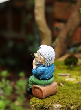 创意树脂钓鱼翁老爷爷阳台小摆件