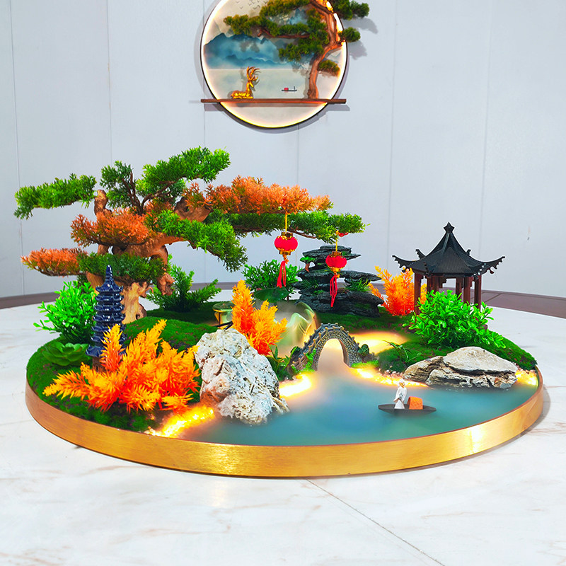 酒店餐桌中间摆花喷雾化流水灯光遥控桌摆转盘花摆圆桌芯装饰摆件,淘宝优惠券,粉丝福利购,淘宝优惠卷