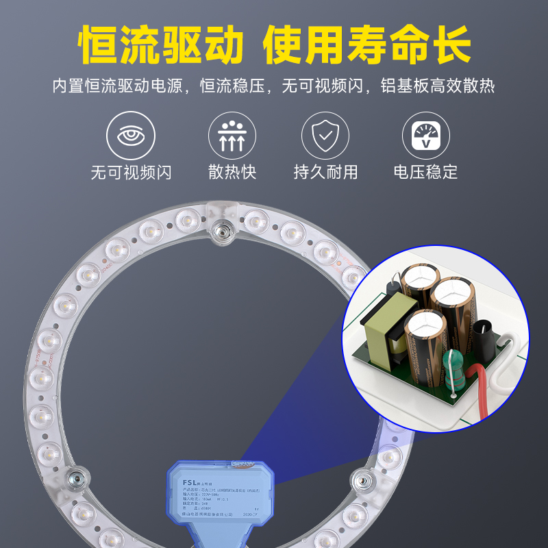 FSL佛山照明LED吸顶灯灯芯圆形改造灯板改装光源环形替换家用灯盘-图2