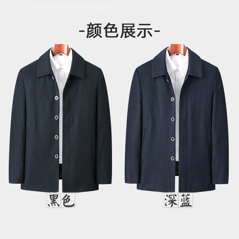 春上新纽扣款爸爸装春秋夹克中老年男士宽松休闲大码上衣爷爷外套