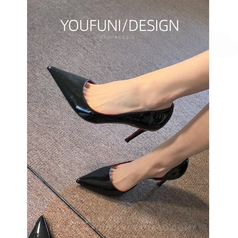 增高8CM！小个子尖头浅口单鞋2026春季新款一脚蹬细跟高跟鞋女,淘宝优惠券,粉丝福利购,淘宝优惠卷