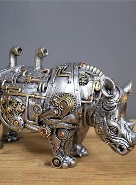 独立站跨境外贸款机械朋克狗树脂工艺品桌面橱窗装饰摆件园艺摆饰