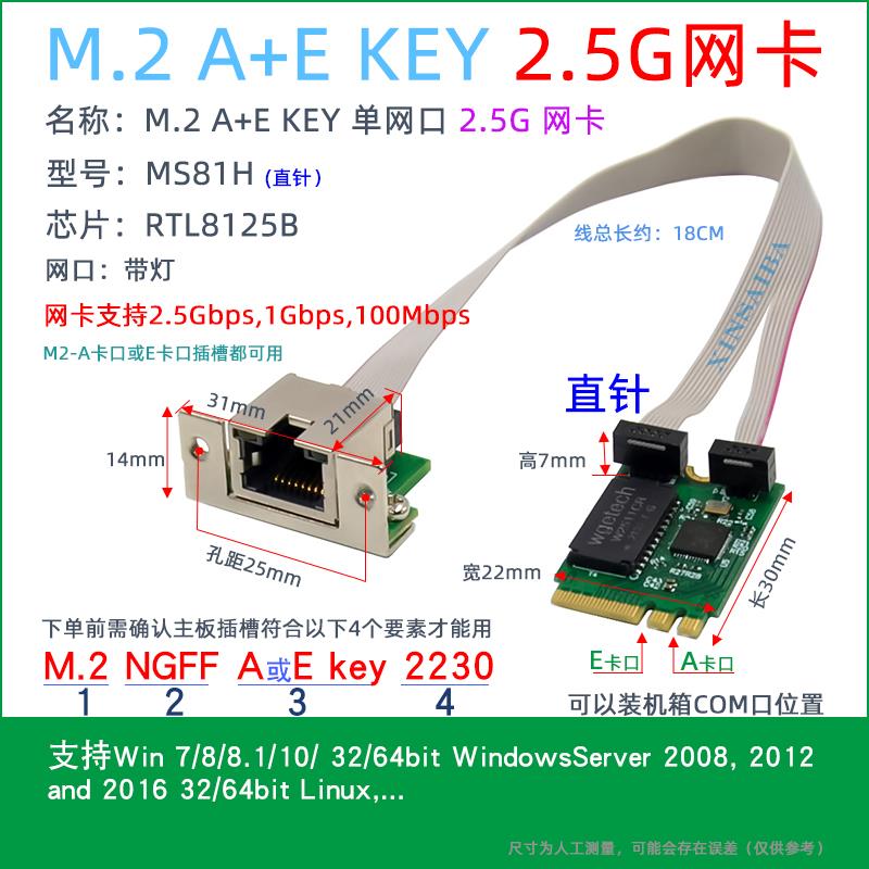 M2网卡软路由1G/2.5G A+E千兆可装机箱COM口minipcie总线千兆网卡 - 图0