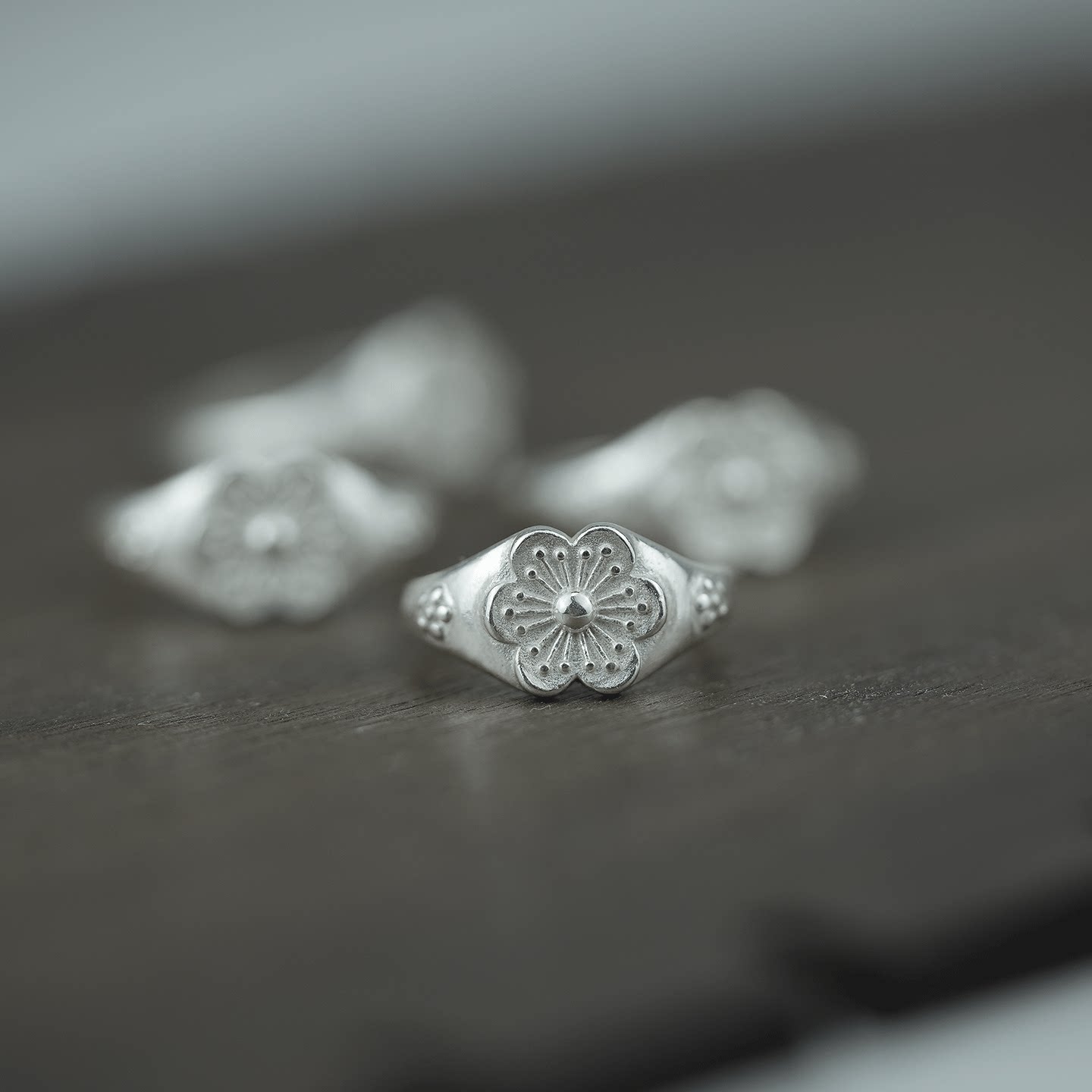 999 sterling silver plum blossom ring Republic of China Chinese style tail ring