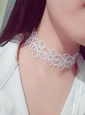 宽边颈带遮颈纹脖子饰品挡疤痕颈部装饰蕾丝项链脖链护脖圈锁骨链