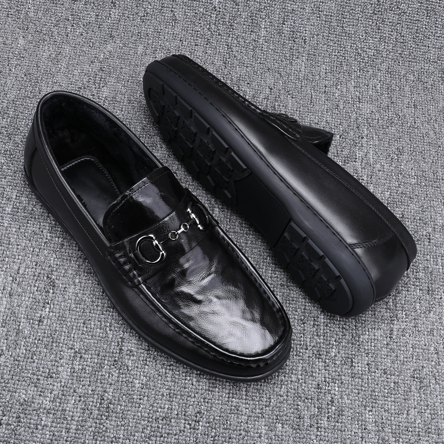 真皮豆豆鞋男款潮流百搭冬季加绒保暖一脚蹬软底休闲皮鞋男乐福鞋,淘宝优惠券,粉丝福利购,淘宝优惠卷