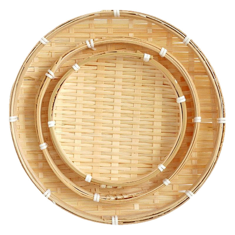 竹编圆簸箕小号点心盘糖果零食瓜子盘创意家用圆盘迷你手工竹制品 - 图3