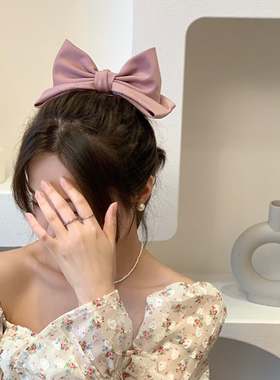 赵露思同款黑色立体蝴蝶结夹子头饰发夹女春秋季简约气质顶夹发卡
