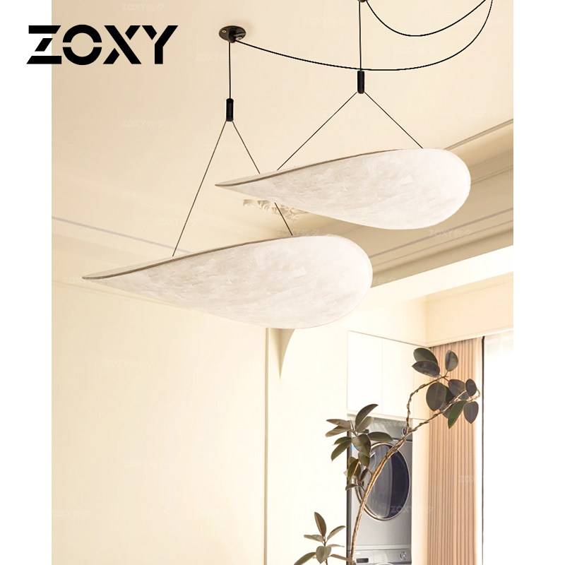 zoxy日式薯片吊灯中古杜邦纸侘寂风卧室主卧民宿禅意奶油风客厅灯,淘宝优惠券,粉丝福利购,淘宝优惠卷