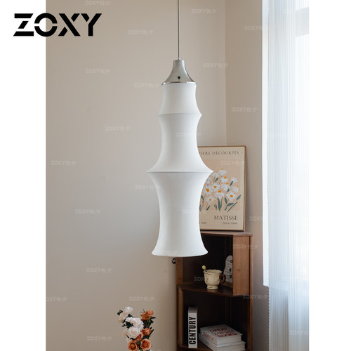 zoxy法式复古蚕丝竹节餐厅吊灯中古风艺术客厅卧室床头长条组合灯 - 图0