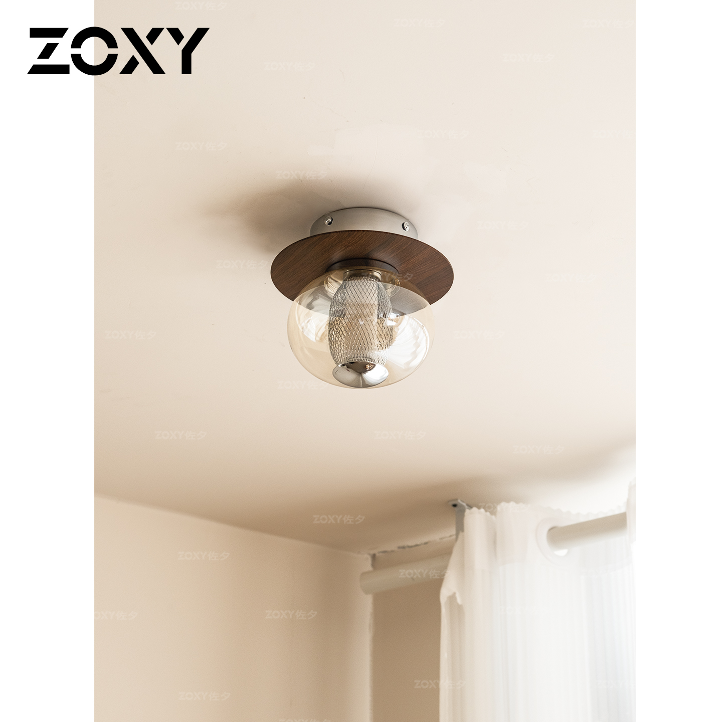 zoxy 意式复古玻璃吸顶灯2025新款包豪斯设计师款玄关过道创意灯 - 图0