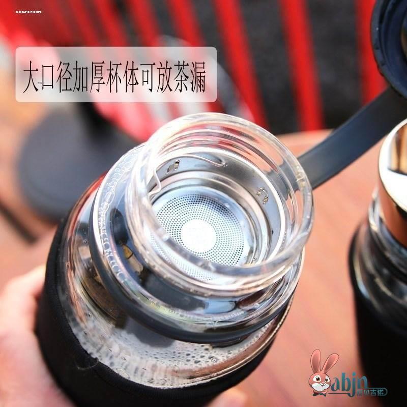 单层加厚大容量钢化玻璃杯1000ML高硼硅便携大口径水杯防烫带茶隔 - 图1