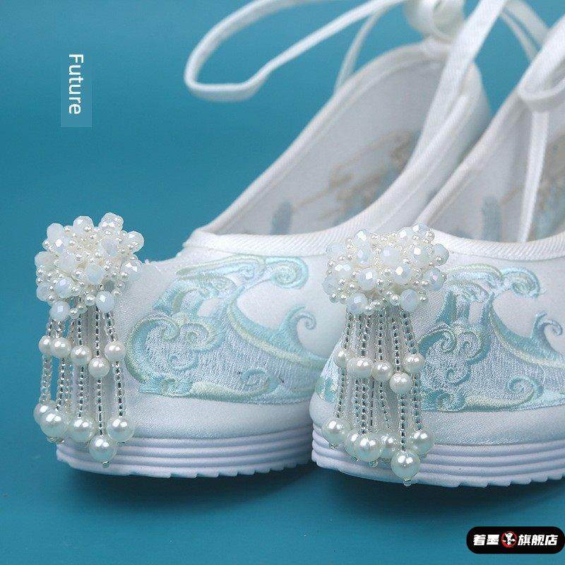 古风增高防滑绣花鞋汉服鞋子女内古装布翘头履明制弓鞋搭配汉服鞋,淘宝优惠券,粉丝福利购,淘宝优惠卷