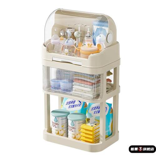 放宝宝奶瓶收纳盒装婴儿餐具碗筷辅食工具箱防尘沥水储物柜置物架 - 图3