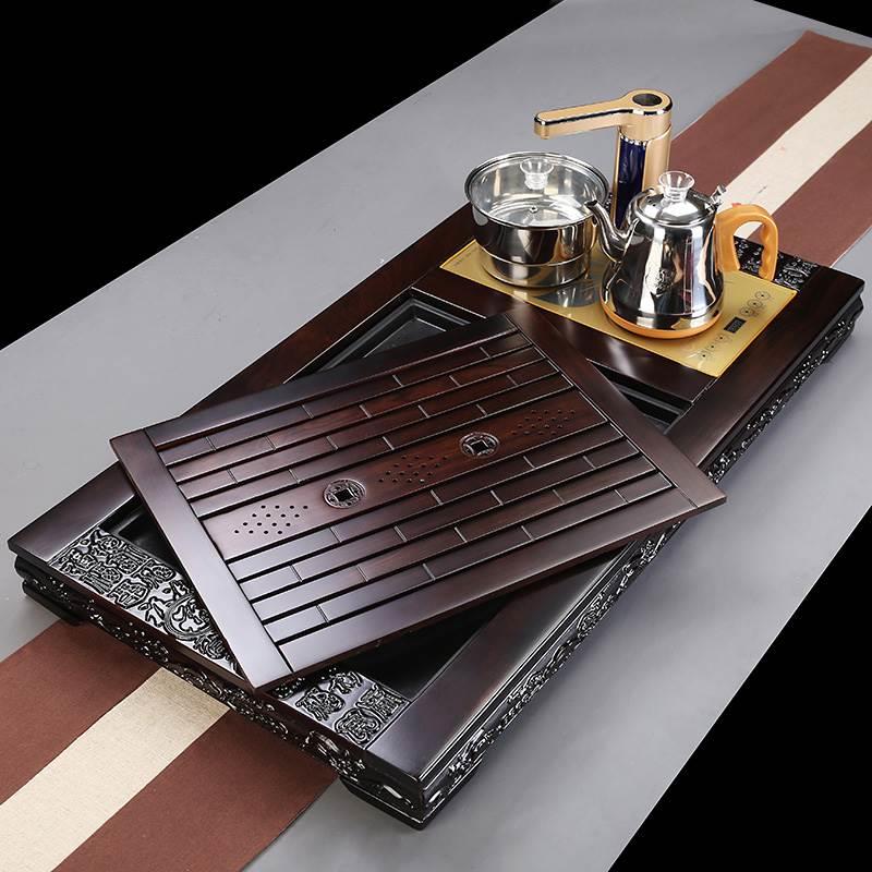 茶具套装家用黑檀木花梨木茶盘办公室全自动茶炉中式陶瓷茶具