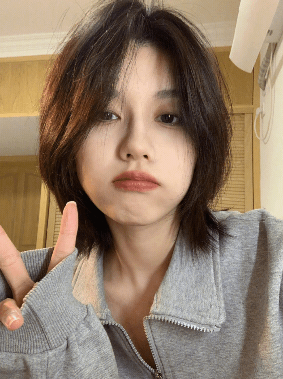 假发女狼尾日系层次感锁骨发蓬松逼真中分刘海鲻鱼头武士头全头套