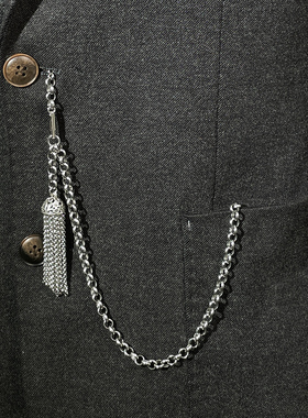 0226手工复古怀表链马甲链西装马甲驳头链男士胸针party礼服饰品