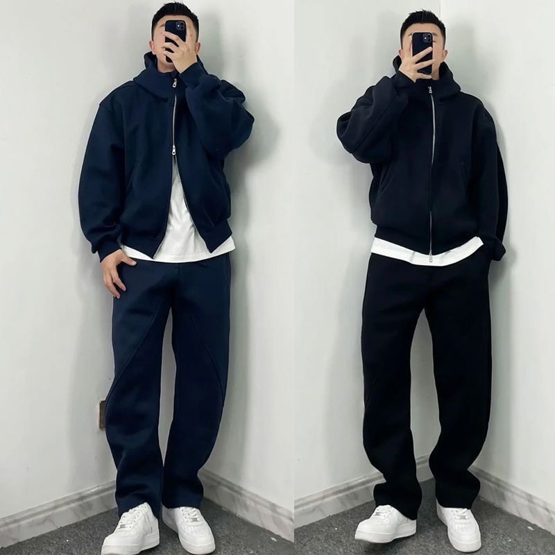 休闲运动套装男春秋季宽松连帽外套卫衣卫裤两件套高级感一整套装,淘宝优惠券,粉丝福利购,淘宝优惠卷