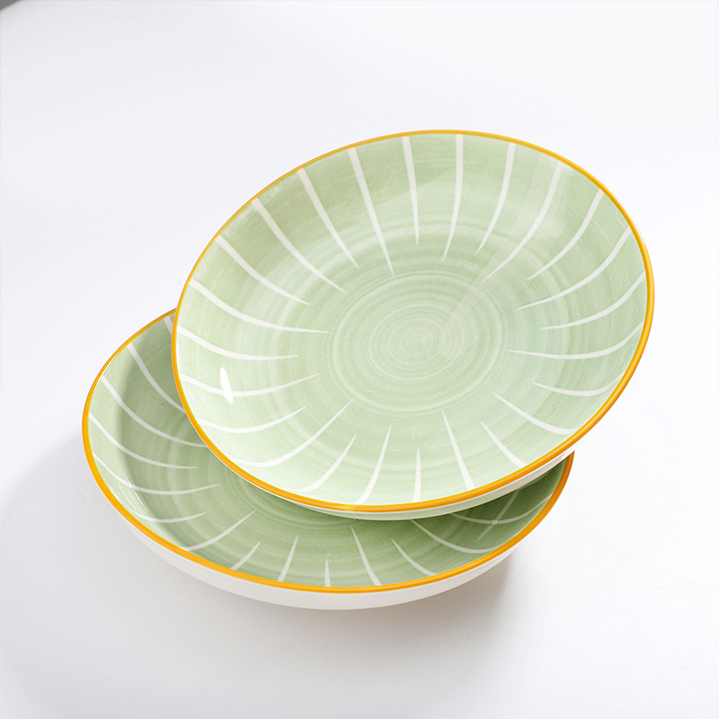石头纹6只装家用盘子菜盘陶瓷餐盘深汤碗创意个性简约北欧餐具