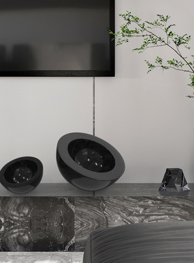 轻奢风黑白大理石收纳托盘装饰品