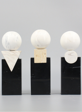 新中式风会所软装大理石艺术品