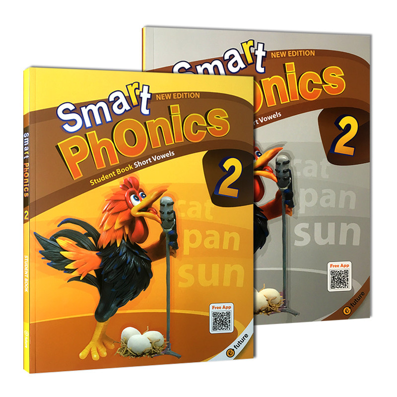 原版进口少儿英语自然拼读教材新版 Smart Phonics 2级含app小学短期课程 短元音 short vowel 辅助教材见词能读听音能写