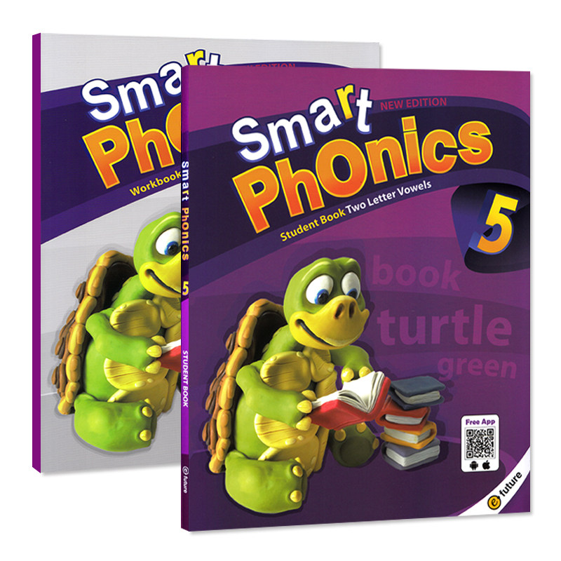 原版进口少儿英语自然拼读教材新版 Smart Phonics 5级含app小学短期课程 双元音组合 辅助教材见词能读听音能写