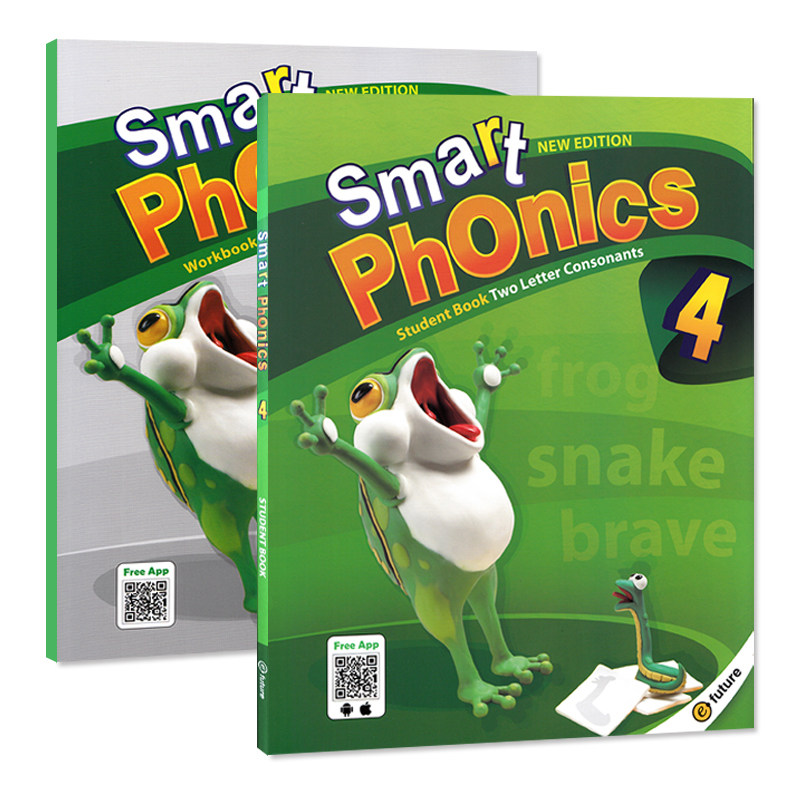 原版进口少儿英语自然拼读教材新版 Smart Phonics 4级含app小学短期课程 双辅音组合 辅助教材见词能读听音能写