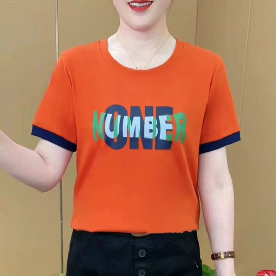 夏季新款妈妈装时尚洋气短袖打底衫女显瘦遮肉休闲T恤圆领上衣服