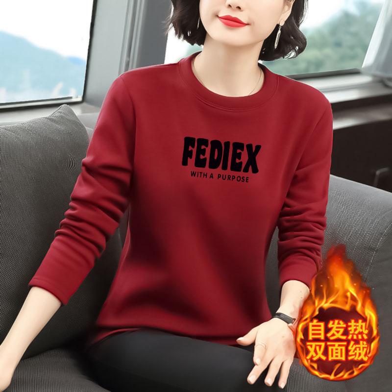 双面德绒加厚半高领打底衫女秋冬季修身显瘦长袖t恤洋气内搭上衣