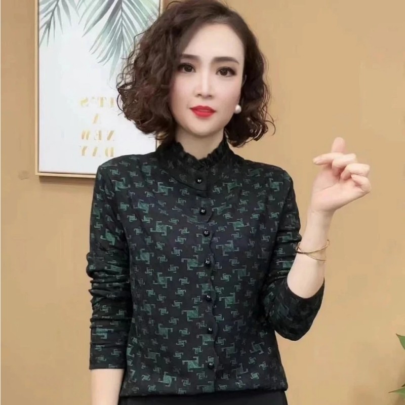 2025秋新款女T恤时尚洋气百搭立领长袖减龄显瘦气质大码女装上衣,淘宝优惠券,粉丝福利购,淘宝优惠卷