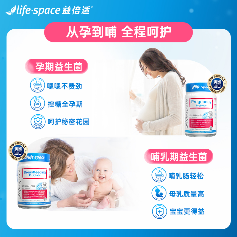 澳洲lifespace益倍适孕妇孕期女性益生菌免疫宝妈哺乳期肠道肠胃