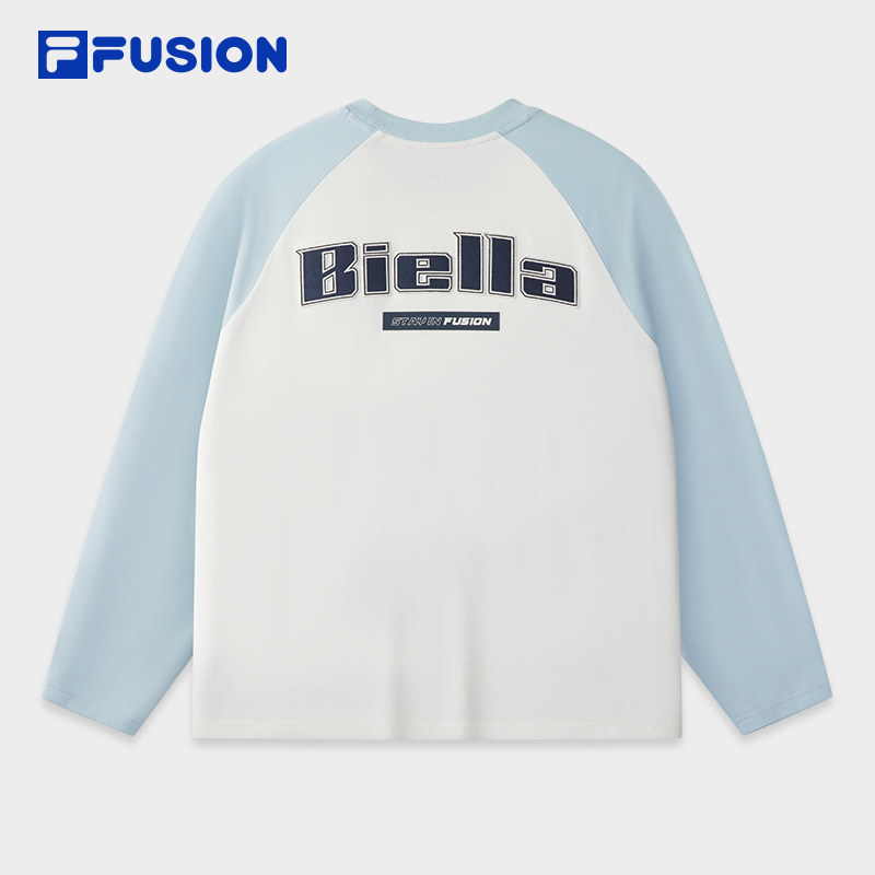 FILA FUSION斐乐潮牌情侣款针织长袖衫2025秋新款防晒凉感拼色长T,淘宝优惠券,粉丝福利购,淘宝优惠卷