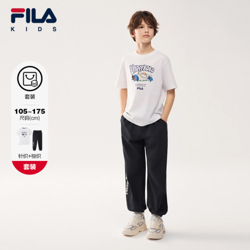 【套装】FILA X UNDERBOBO联名儿童2026夏季新款男女中大童两件套 - 图2