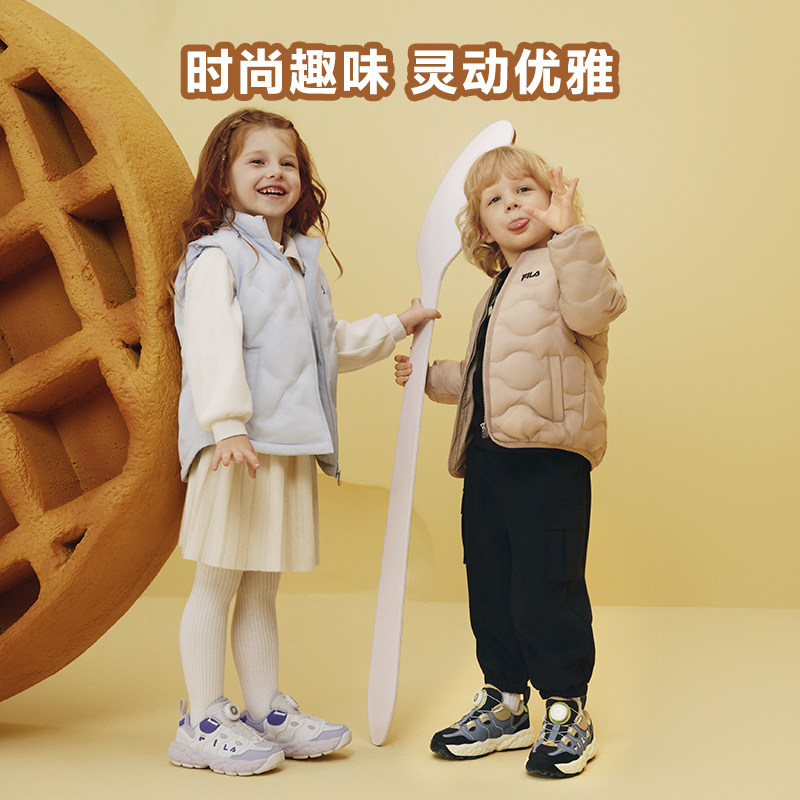 FILA斐乐儿童童鞋运动鞋子2025年冬季新款男女小童篮球鞋松饼,淘宝优惠券,粉丝福利购,淘宝优惠卷