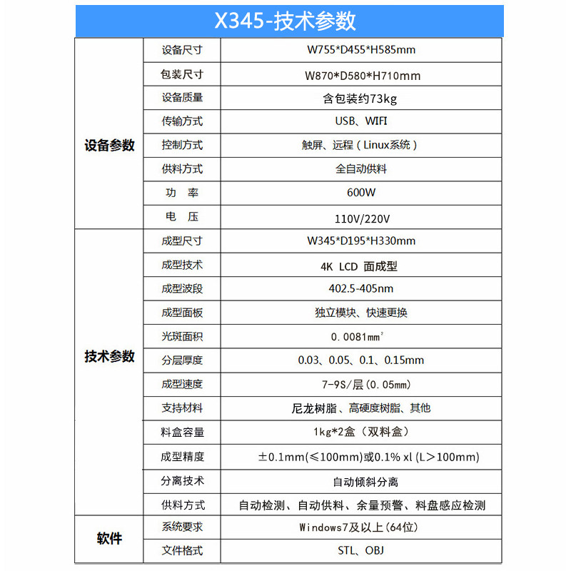 聚新增材x345光固化3d工业级打印机 聚新增材3D打印机