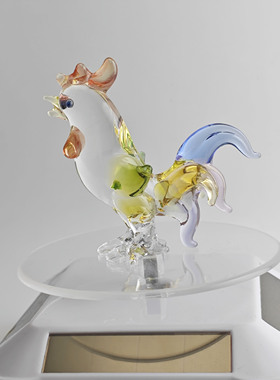 琉璃小鸡生肖摆件生日礼物创意汽车饰品水晶玻璃定制十二生肖属相