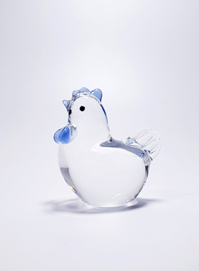 小母鸡可爱生日礼物水晶玻璃创意摆件12生肖动物属相琉璃车载饰品