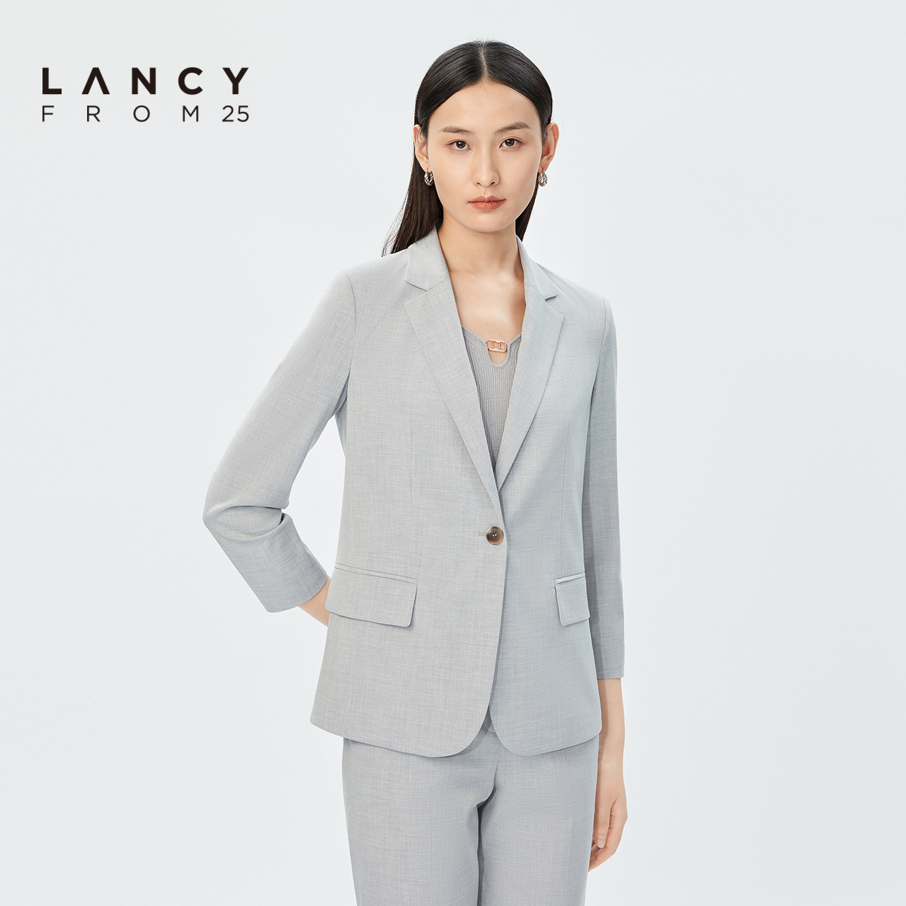 LANCY/悦朗姿女装2023夏季新款西装外套女宽松通勤高级感上衣