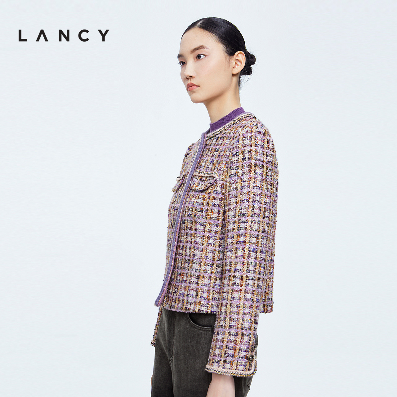 LANCY/朗姿2022冬季新款小香风外套法式高级通勤复古简约短外套